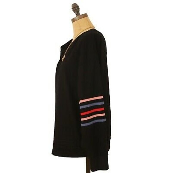 Knit Riot Striped Sleeve Top Plus Size 3X Scoop Neck Stretch Black NWT B13 - Picture 5 of 5